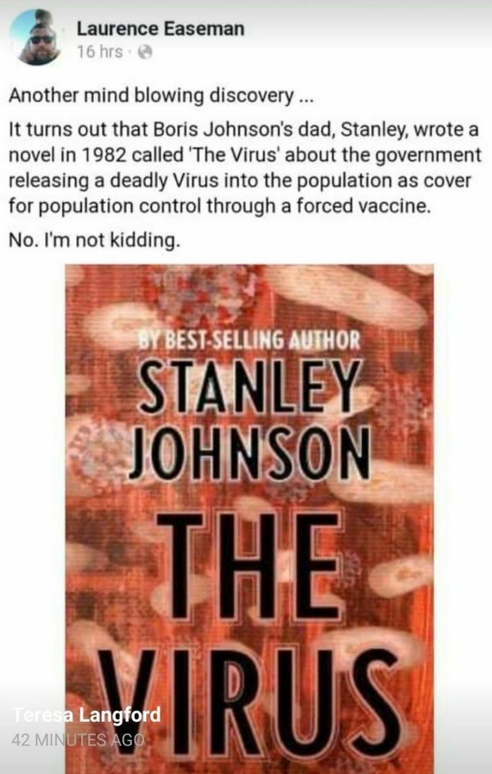 Stanley Johnson, father of UK Prime Minister Boris Johnson, and author of the fictional novel The Virus